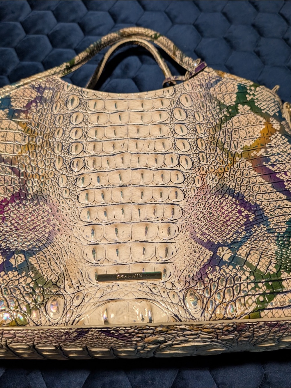 Brahmin Multicolored Iridescent Croc-Embossed Tote